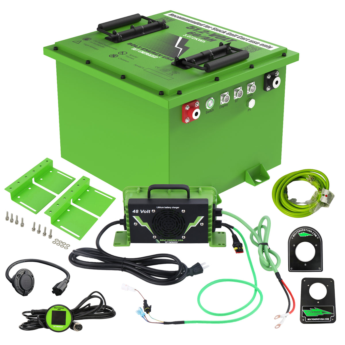 Yamaha G29/Drive2 Lithium Battery 51V 60Ah - Bolt Energy Complete Kit with 12-Year Warranty