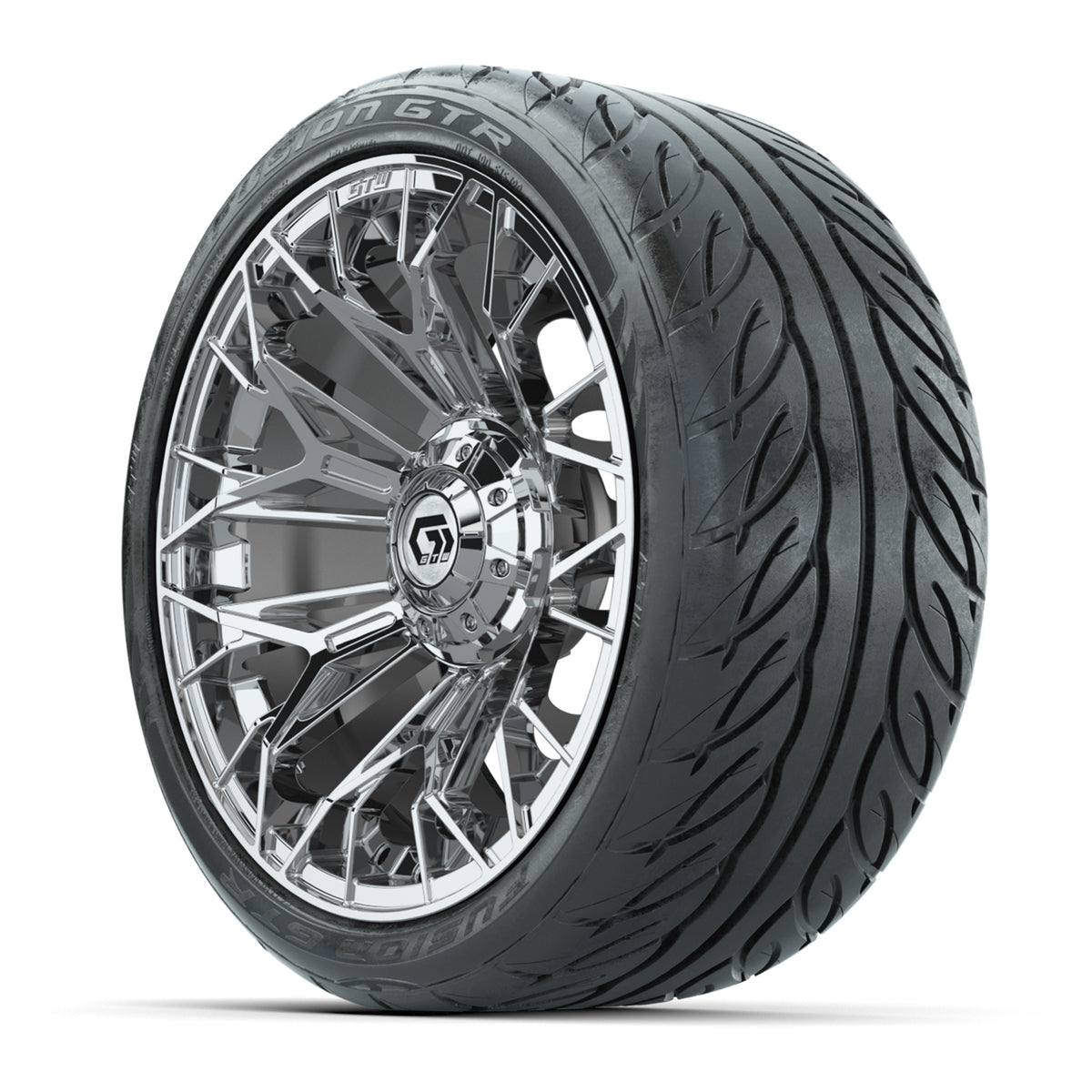 15" GTW® Stellar Chrome Wheels with 215/40-R15 Fusion GTR Street Tires- Set of 4