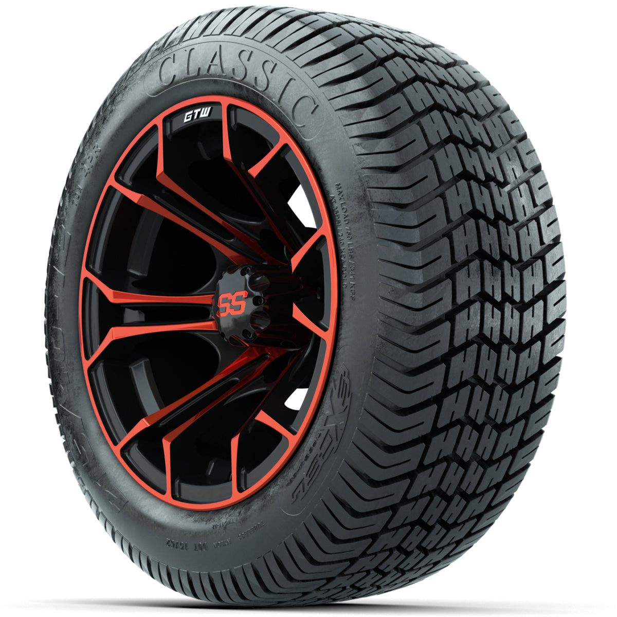 Set of (4) 12" GTW Spyder Wheels with 215/40-12 Excel Classic Street Tires