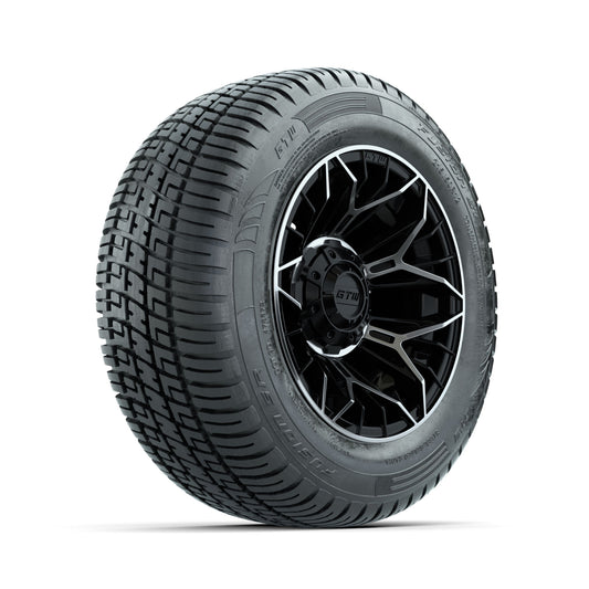 Set of (4) 12" GTW® Stellar Machined & Black Wheels with 215/50-R12 Fusion S/R Street Tires