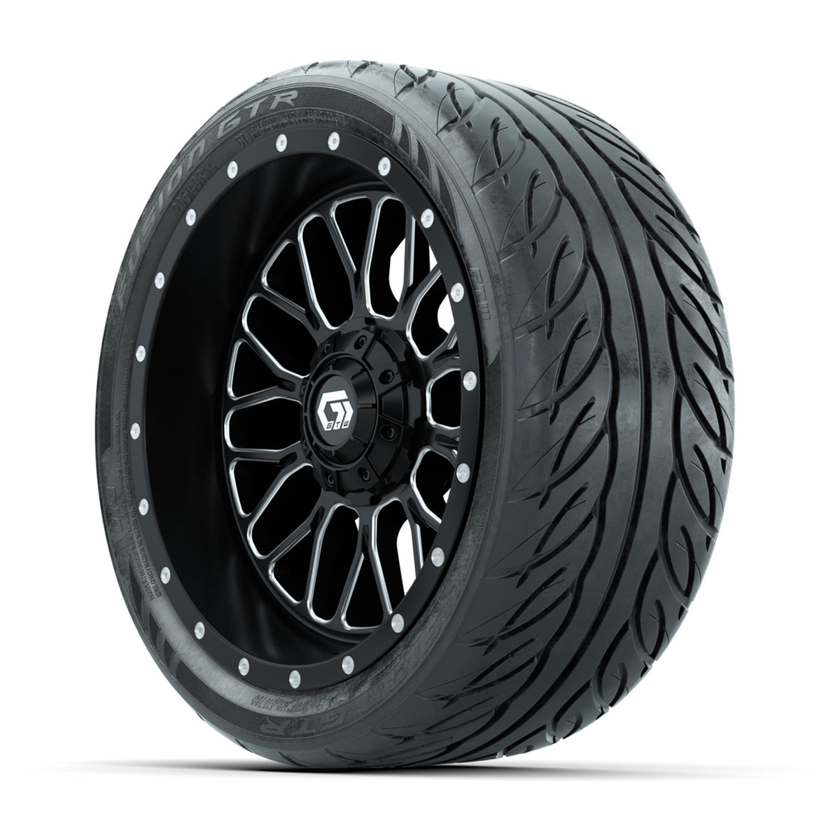 Set of (4) 14" GTW® Helix Machined & Black Wheels with 205/40-R14 Fusion GTR Street Tires
