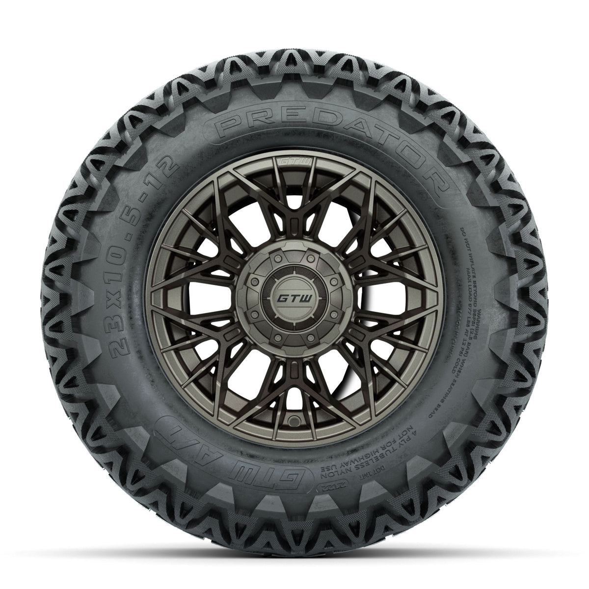 Set of (4) 12" GTW® Stellar Matte Bronze Wheels with 23x10.5-12 Predator All-Terrain Tires