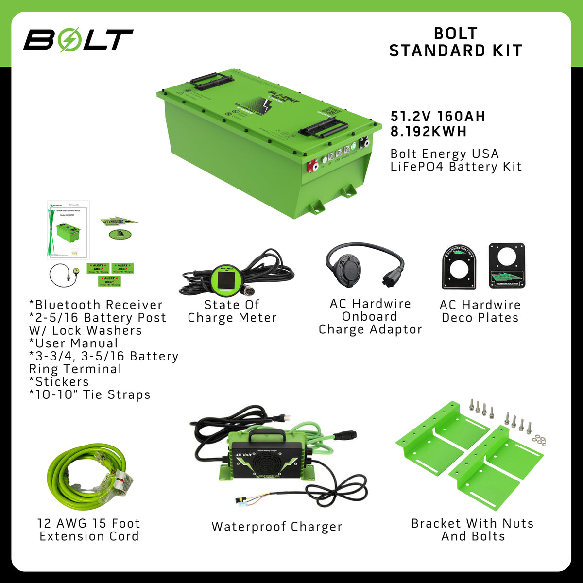 Bolt Energy MadJax X2, X4, X6, Ascent 51V 160AH Standard Battery Kit