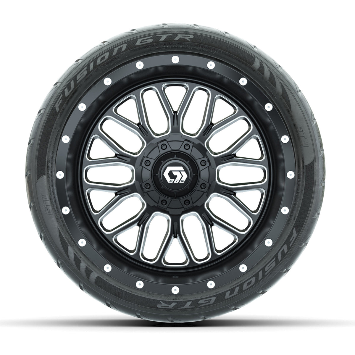 Set of (4) 14" GTW® Helix Machined & Black Wheels with 205/40-R14 Fusion GTR Street Tires