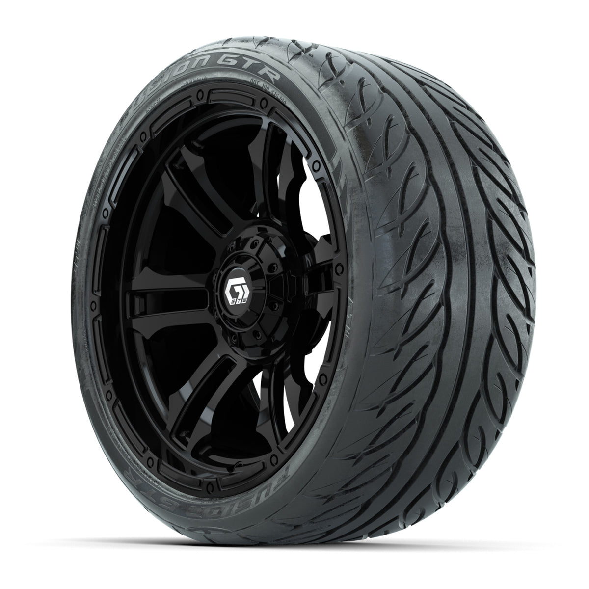 GTW® Shogun Gloss Black 15" Wheels with 215/40-R15 Fusion GTR Steel Belted Street Tires Full Set