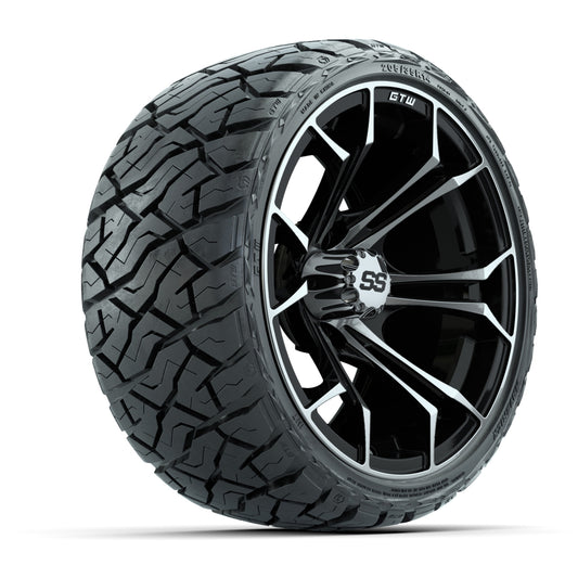 GTW Spyder Black/Machined 14 in Wheels with 205/35-R14 Maverick Low-Profile All-Terrain Tires – Full Set