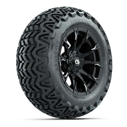 GTW® Diablo Gloss Black/Machined 14 in Wheels with 23x10-14 Predator All-Terrain Tires Full Set