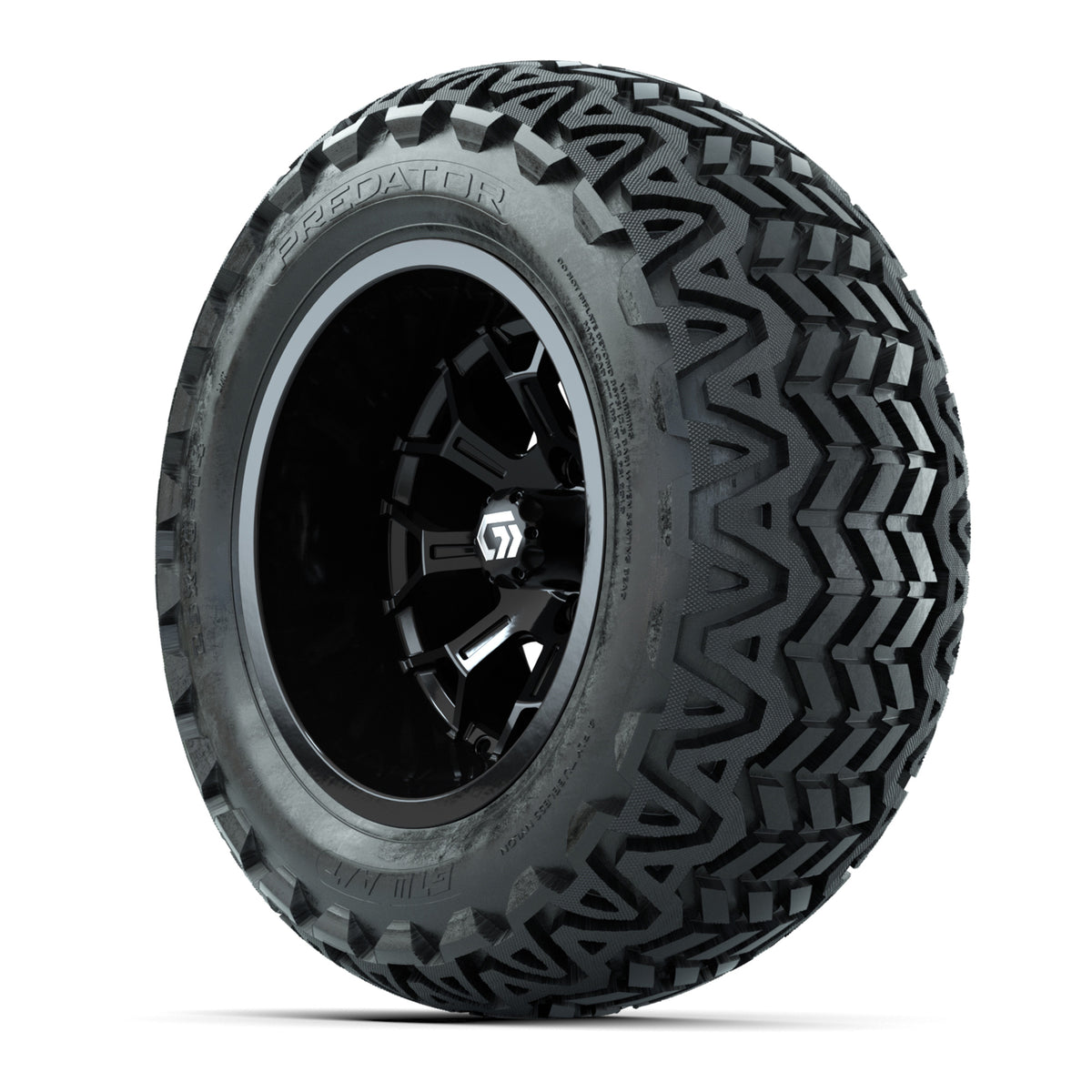 GTW® Assault Gloss Black 14" Wheels with 23X10-14 Predator All-Terrain Tires - Full Set