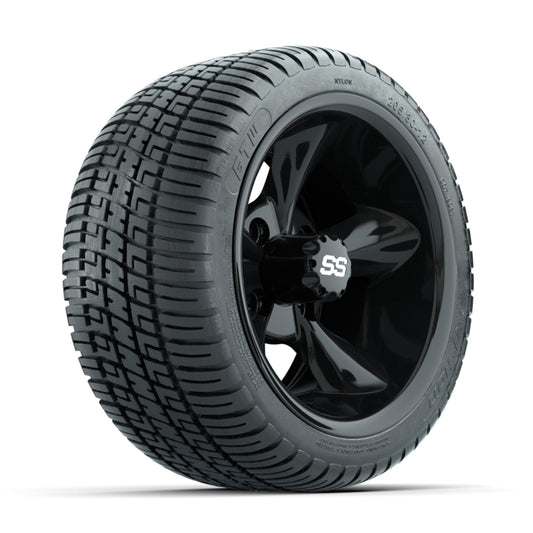 GTW Godfather Black 12" Wheels with 205/30-12 Fusion Street Tires Full Set