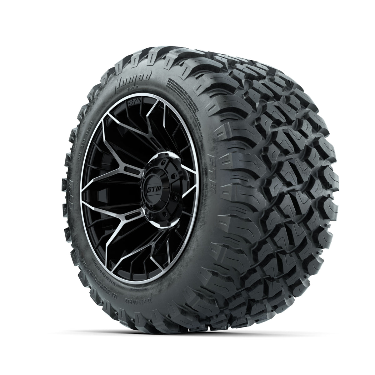 Set of (4) 12" GTW® Stellar Machined & Black Wheels with 22x11-R12 Nomad All-Terrain Tires