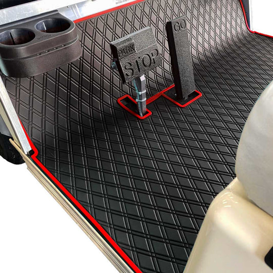Club Car DS Floor Mat - Xtreme Full Coverage | Black/Red 1982-2013 Villager