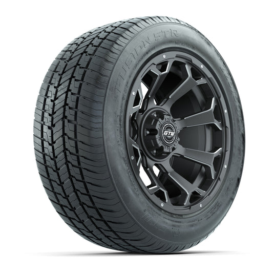 GTW® Raven Matte Gray 14" Wheels with 225/50-R14 Fusion STR DOT Approved Street Tires - Full Set