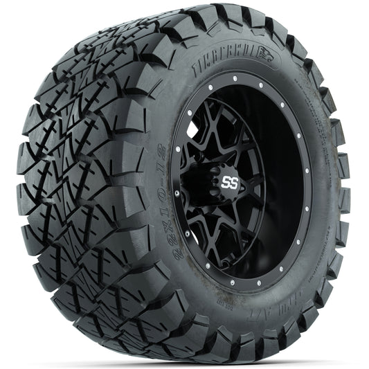 Set of (4) 12" GTW Vortex Wheels with 22x10-12 GTW Timberwolf All-Terrain Tires