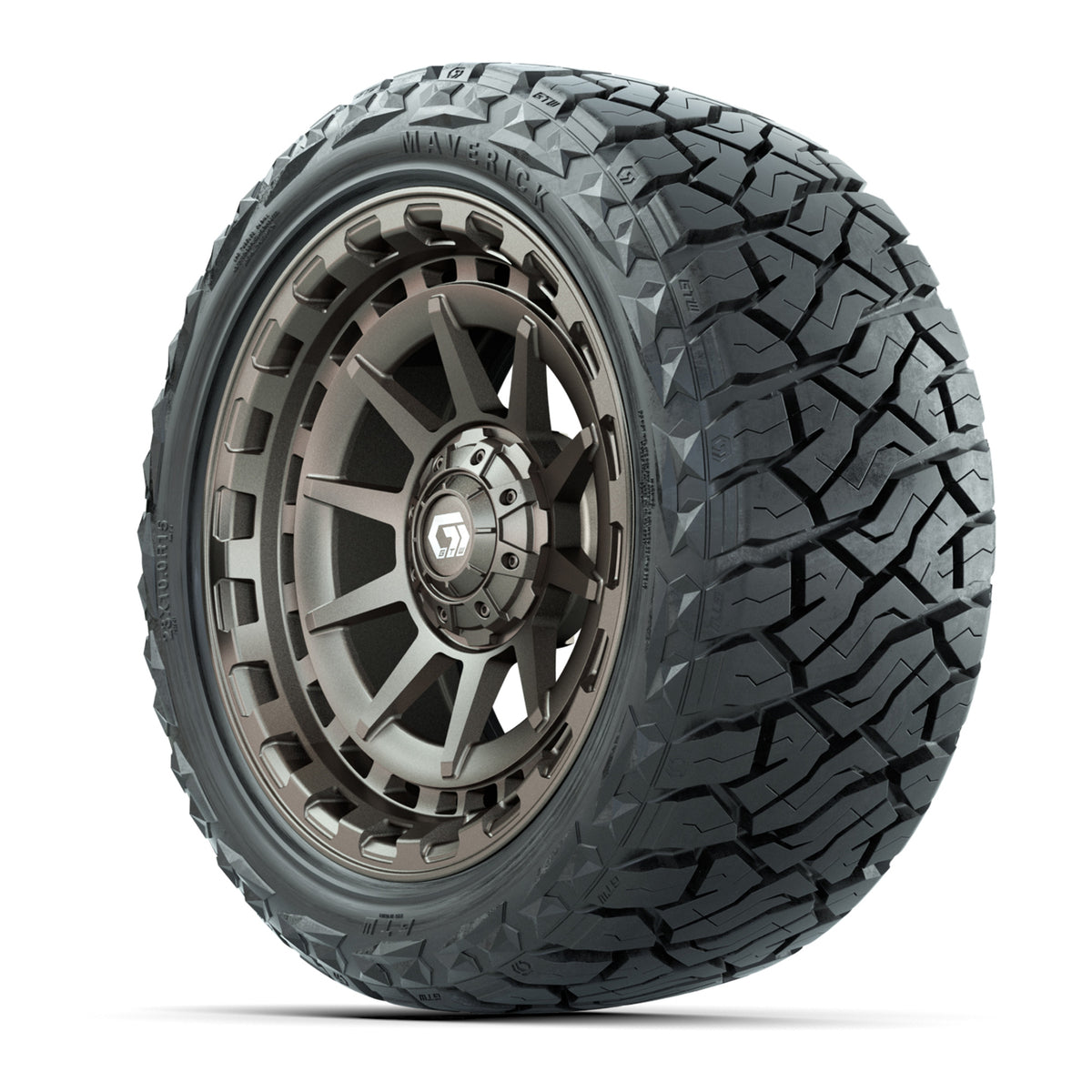 GTW Barricade Satin Bronze 15" Wheels with 23x10.00-R15 Maverick All-Terrain Tires – Full Set