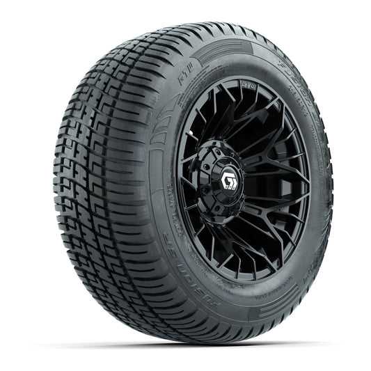 Set of (4) 12" GTW® Stellar Black Wheels with 215/50-R12 Fusion S/R Street Tires