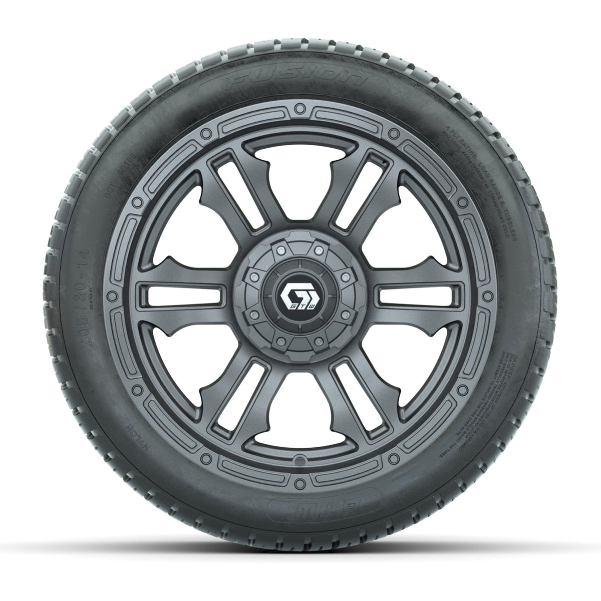 GTW® Shogun Gunmetal 14 in Wheels with 205/30-14 Fusion Street Tires Full Set