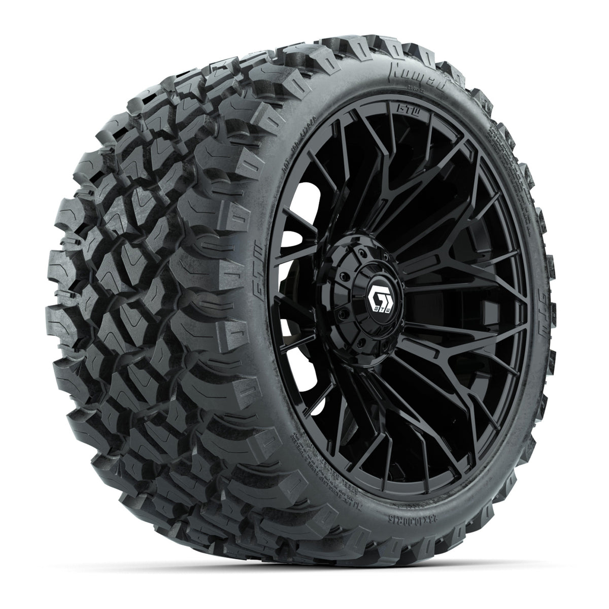 GTW Stellar Matte Black 15" Wheels with 23x10-R15 Nomad All-Terrain Tires - Set of 4