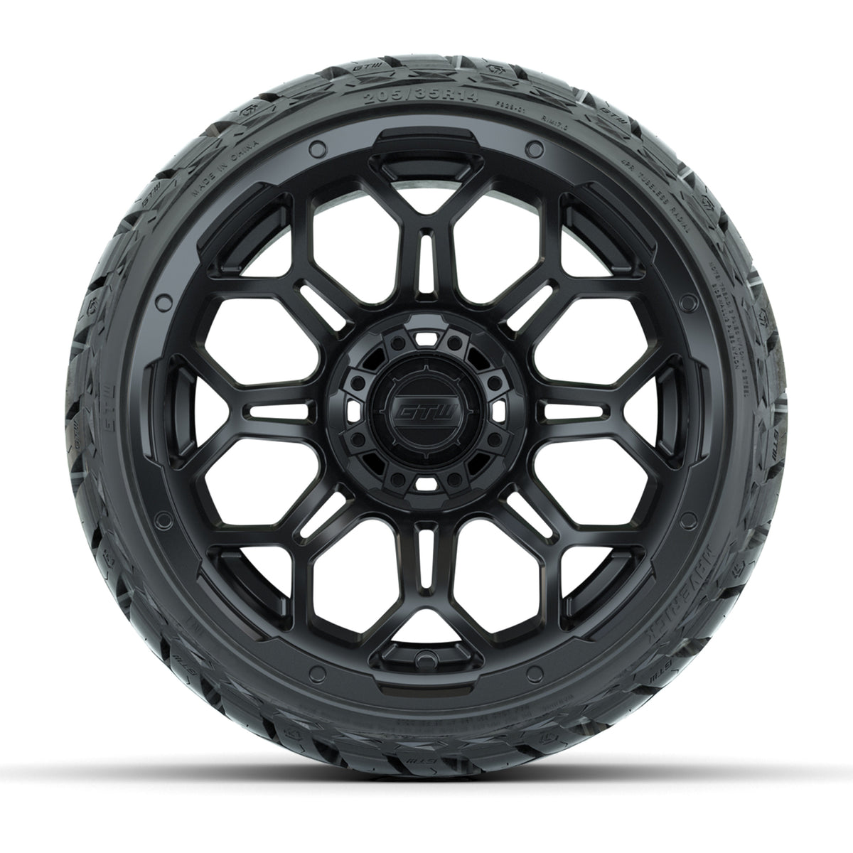 GTW Bravo Matte Black 14" Wheels with 205/35-R14 Maverick Low-Profile All-Terrain Tires – Full Set