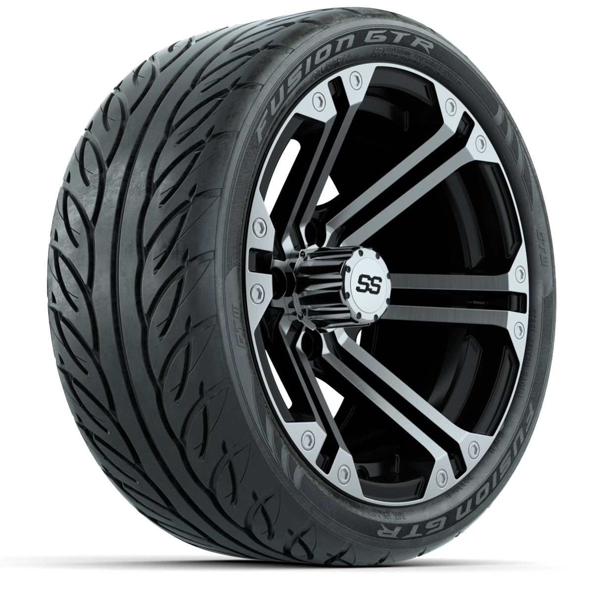 14" GTW Specter Machined/Black Wheels with Fusion GTR Street Tires Set of 4