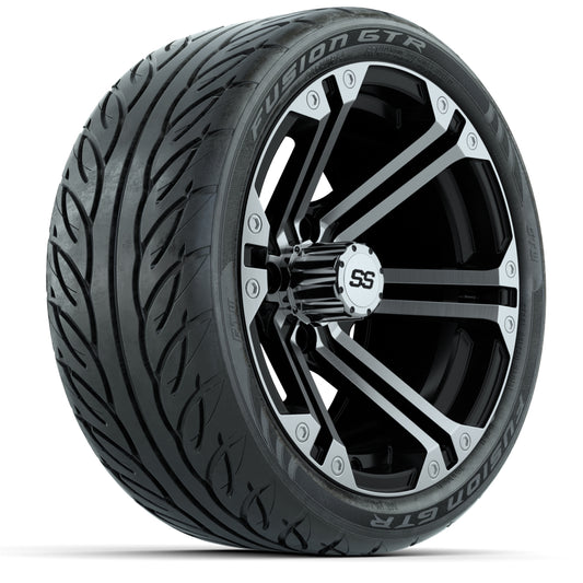 14" GTW Specter Machined/Black Wheels with Fusion GTR Street Tires Set of 4