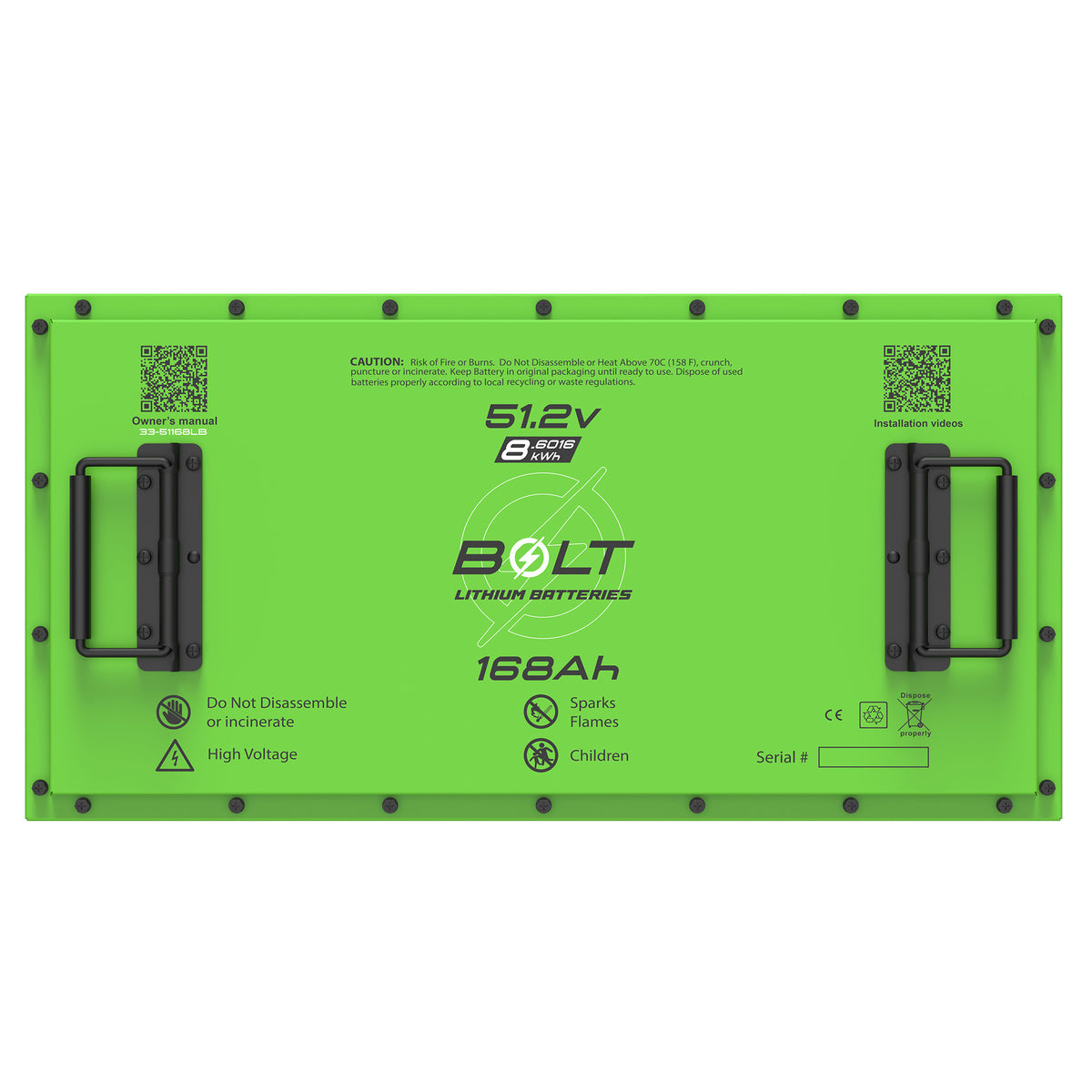 Bolt Energy 51.2V 168Ah Heated Lithium Battery Kit for Club Car Precedent, DS, Tempo, Onward