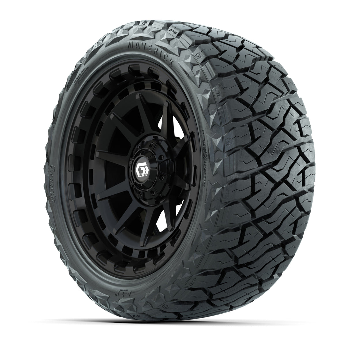 GTW Barricade Gloss Black 15" Wheels with 23x10.00-R15 Maverick All-Terrain Tires – Full Set