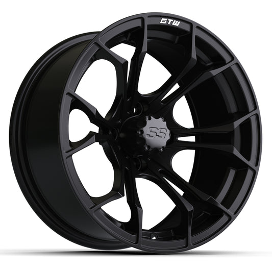 GTW Spyder 15x7 Matte Black Machined Golf Cart Wheel