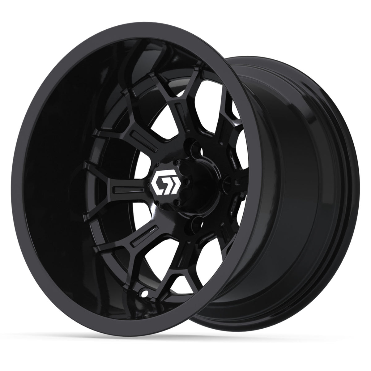 GTW Assault Gloss Black 14" Golf Cart Wheel | Deep Dish