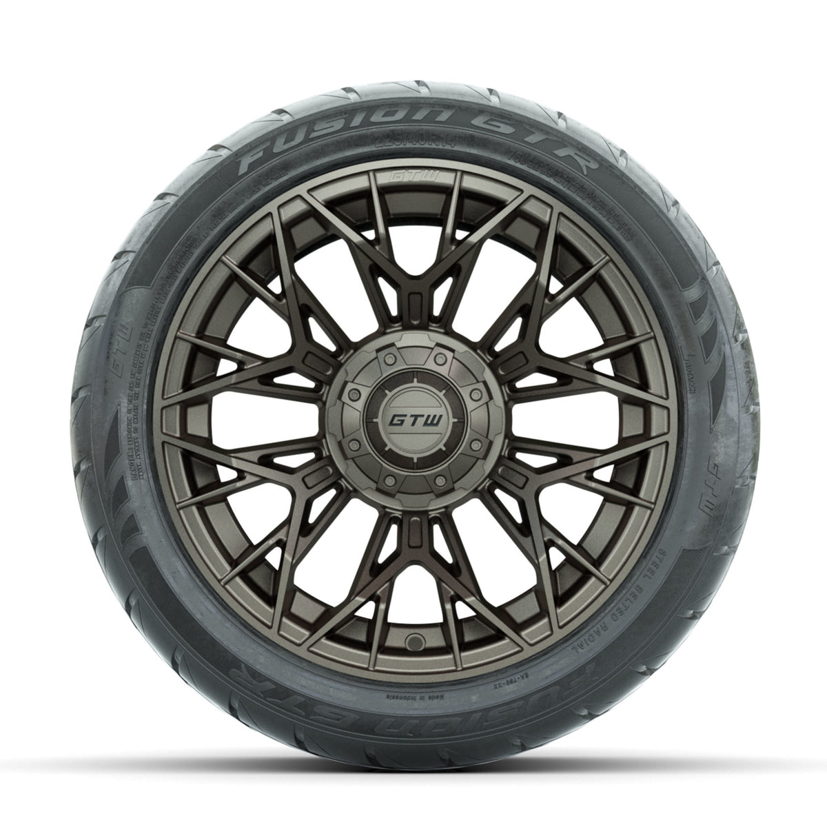 GTW Stellar Matte Bronze 14 in Wheels with 225/40-R14 Fusion GTR Street Tires Full Set