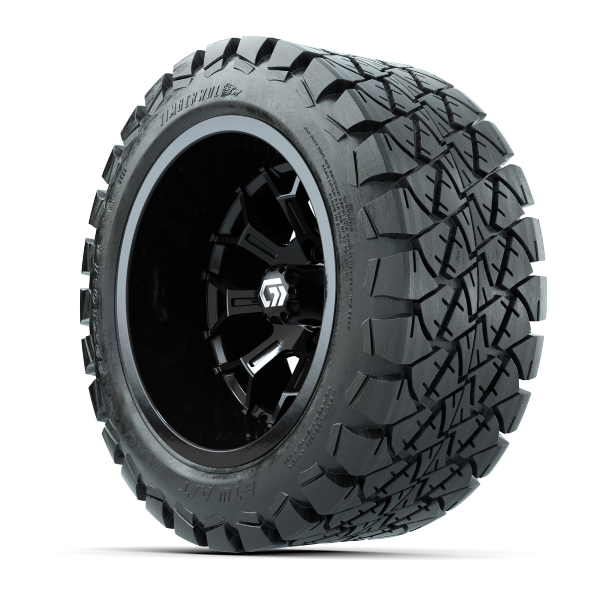 GTW® Assault Gloss Black 14" Wheels with 22X10-14 Timberwolf All-Terrain Tires - Full Set
