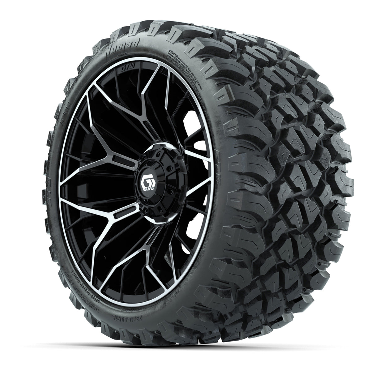 GTW Stellar Machined & Black 15" Wheels & 23x10-R15 Nomad All-Terrain Tires – Set of 4