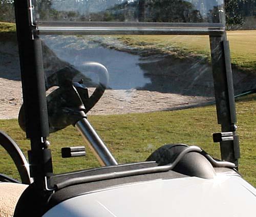 EZGO RXV Clear Folding Windshield with Rubber Trim | 1/4" Acrylic | 2008–2023 | Made in USA