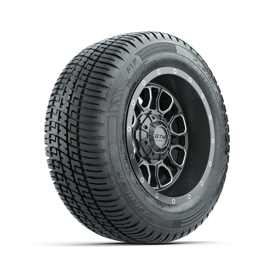 GTW Volt Gunmetal/Machined 12" Wheels with 215/50-R12 Fusion S/R Street Tires - Full Set