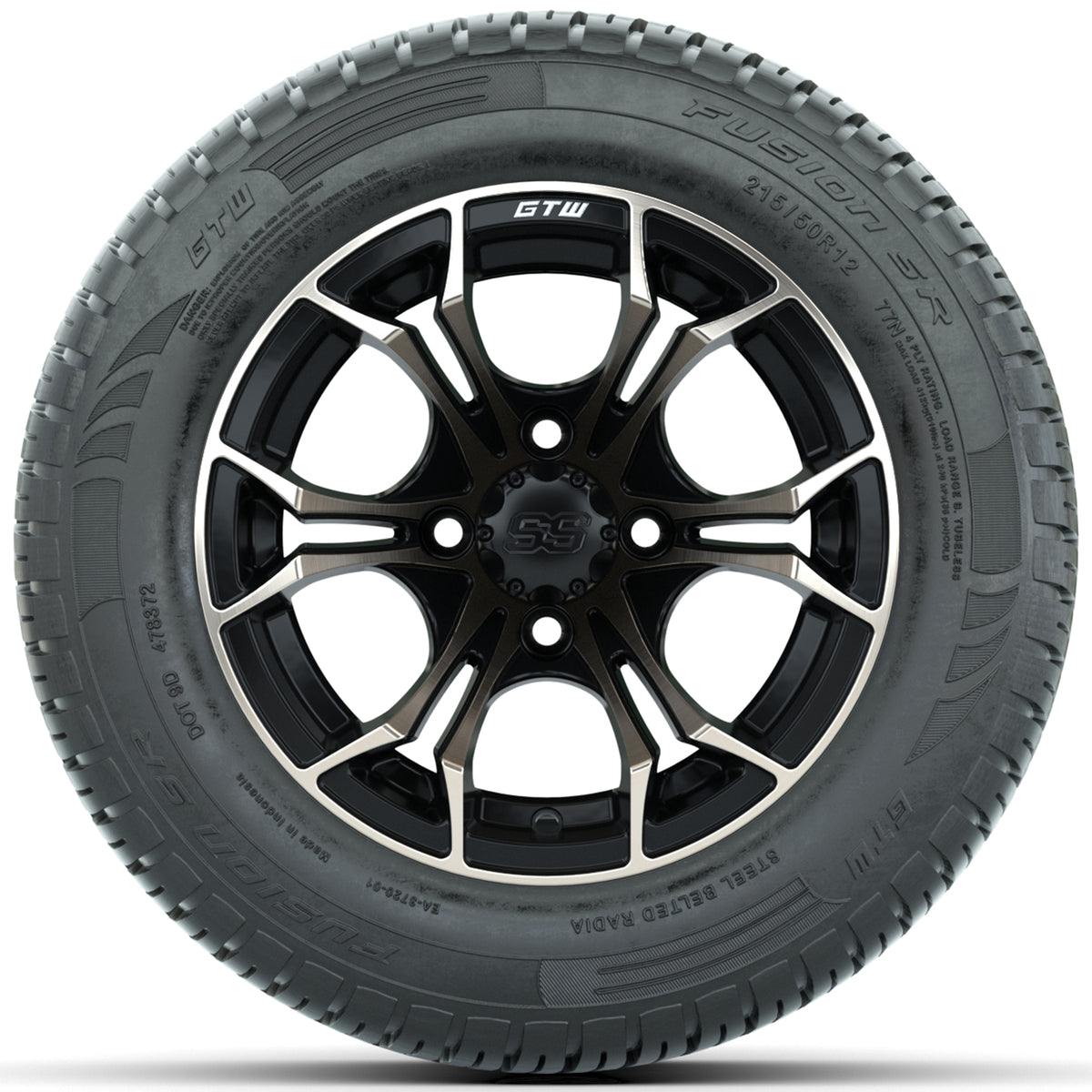 Set of (4) 12" GTW Spyder Wheels with 215/50-R12 Fusion S/R Street Tires