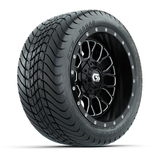 Set of (4) 12" GTW® Helix Machined & Black Wheels with 215/35-12 Mamba Street Tires
