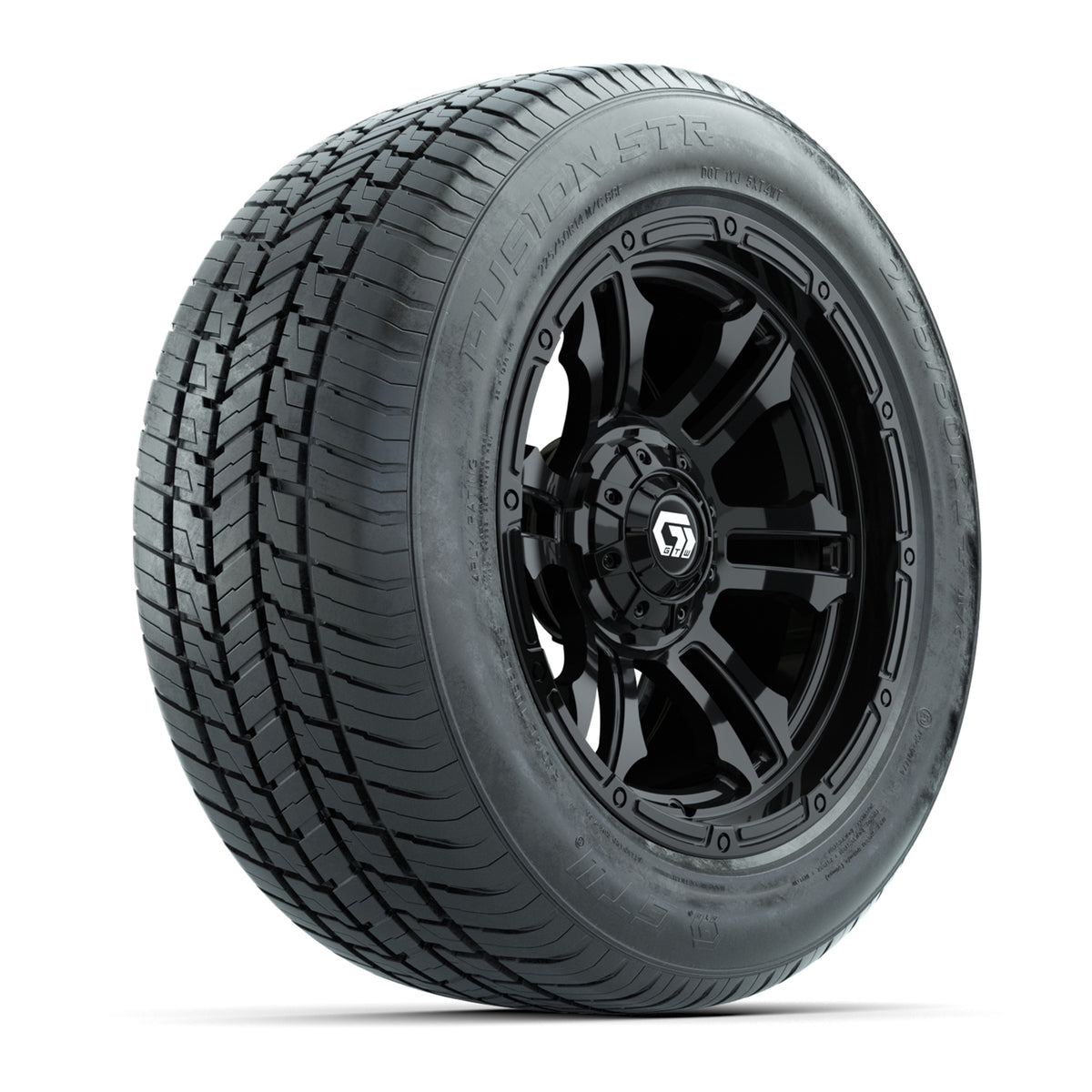 GTW® Shogun Gloss Black 14" Wheels with 225/50-R14 Fusion STR DOT Approved Street Tires - Full Set