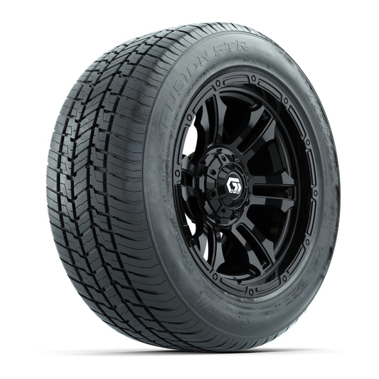 GTW® Shogun Gloss Black 14" Wheels with 225/50-R14 Fusion STR DOT Approved Street Tires - Full Set