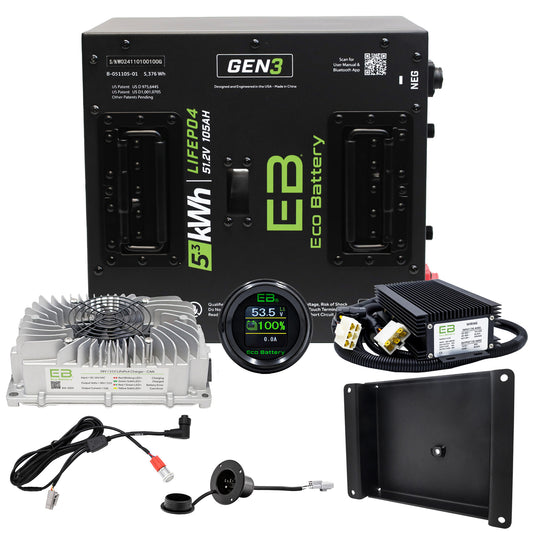 Eco Battery 51V 105Ah Lithium Golf Cart Battery Bundle - Club Car DS A-Frame Thru Hole Gen3