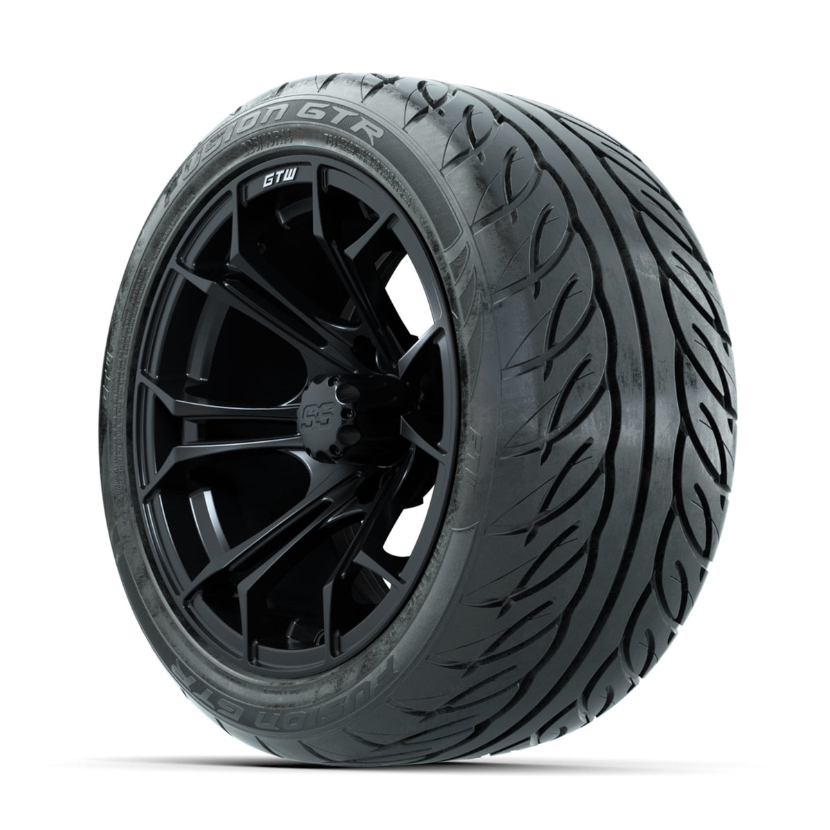 GTW Spyder Matte Black 14 in Wheels with 225/40-R14 Fusion GTR Street Tires Full Set