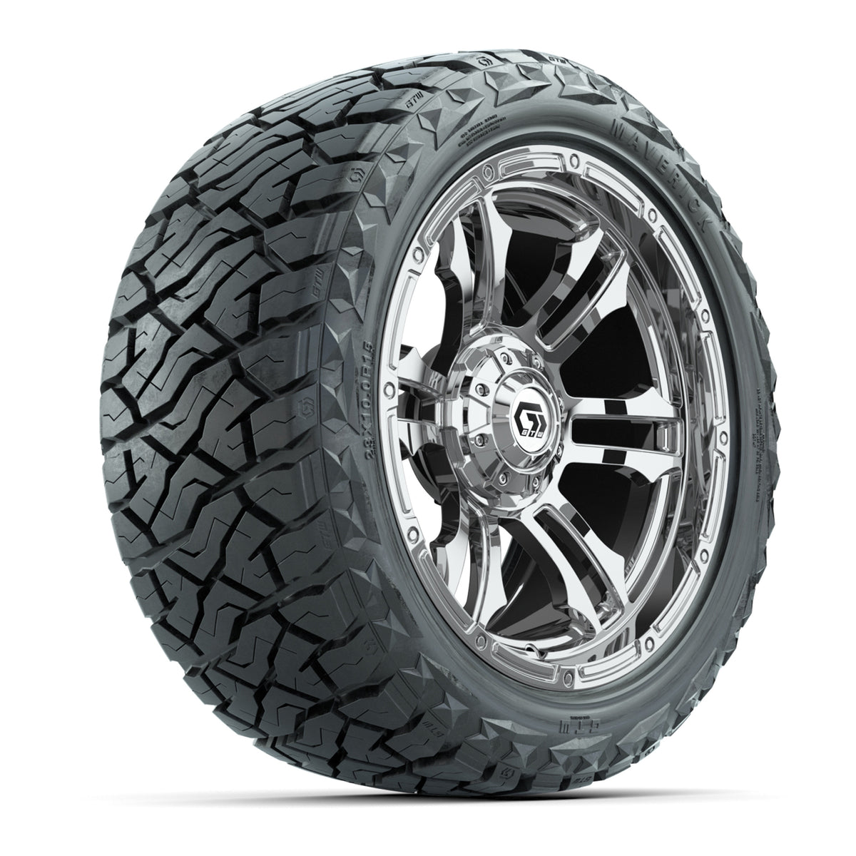 GTW Shogun Chrome 15" Wheels & 23x10.00-R15 Maverick All-Terrain Tires – Set of 4