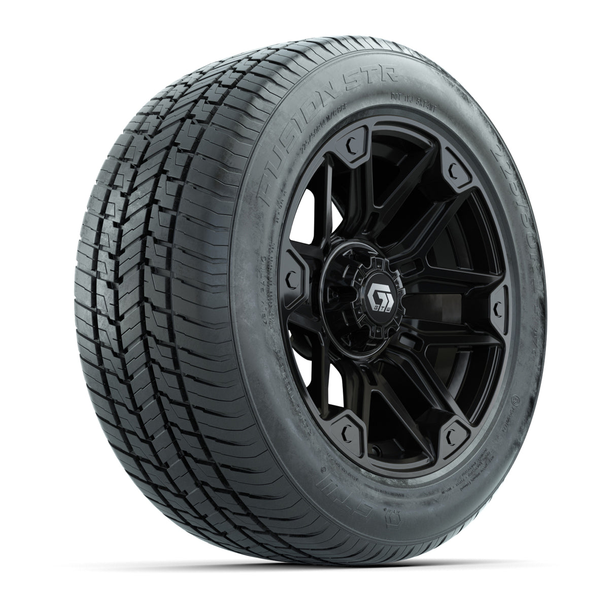 GTW® Graffiti Gloss Black 14" Wheels with 225/50-R14 Fusion STR DOT Approved Street Tires - Full Set