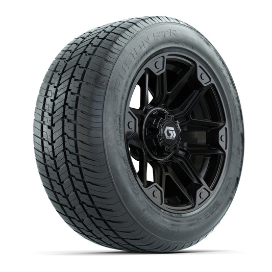 GTW® Graffiti Gloss Black 14" Wheels with 225/50-R14 Fusion STR DOT Approved Street Tires - Full Set