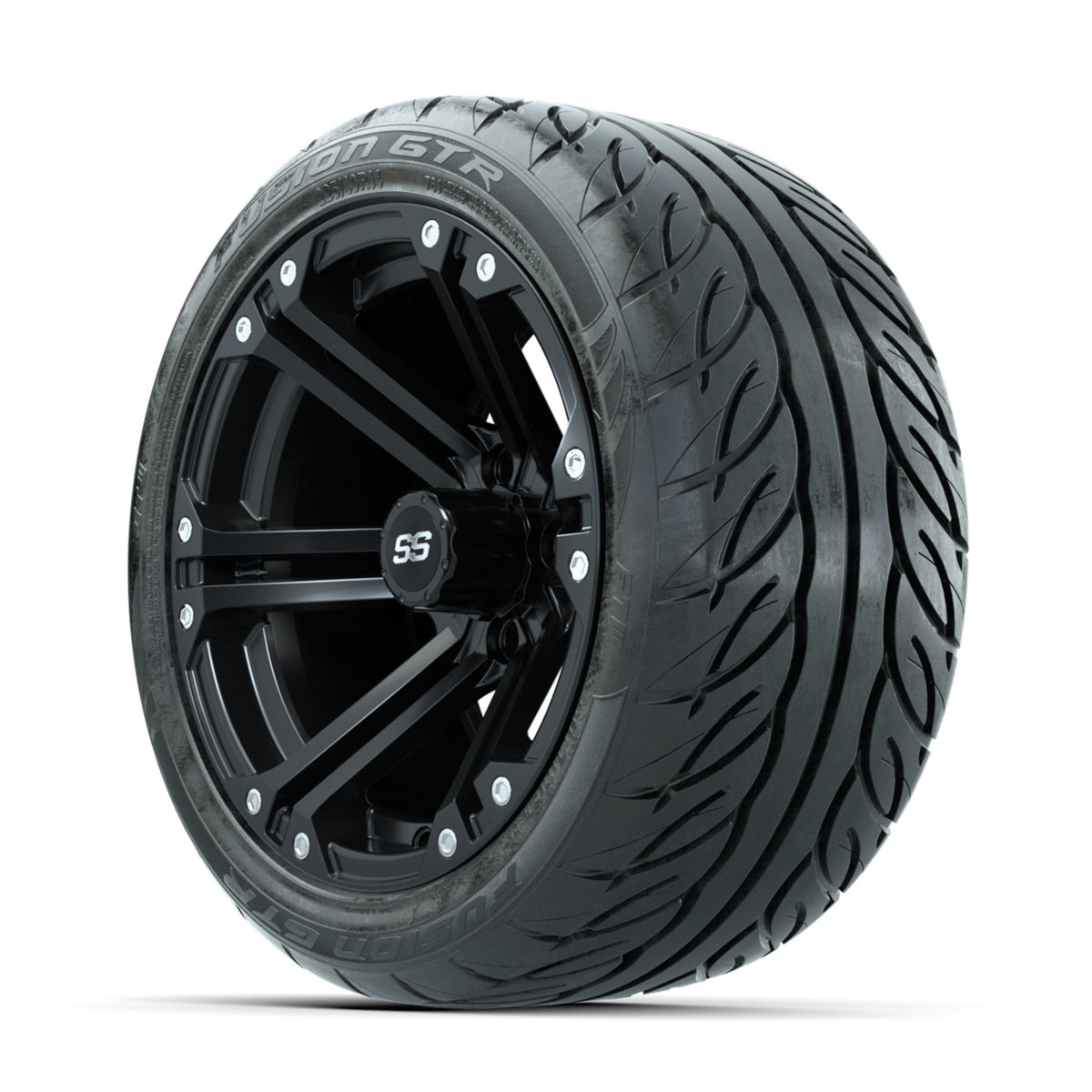 GTW Specter Matte Black 14 in Wheels with 225/40-R14 Fusion GTR Street Tires Full Set
