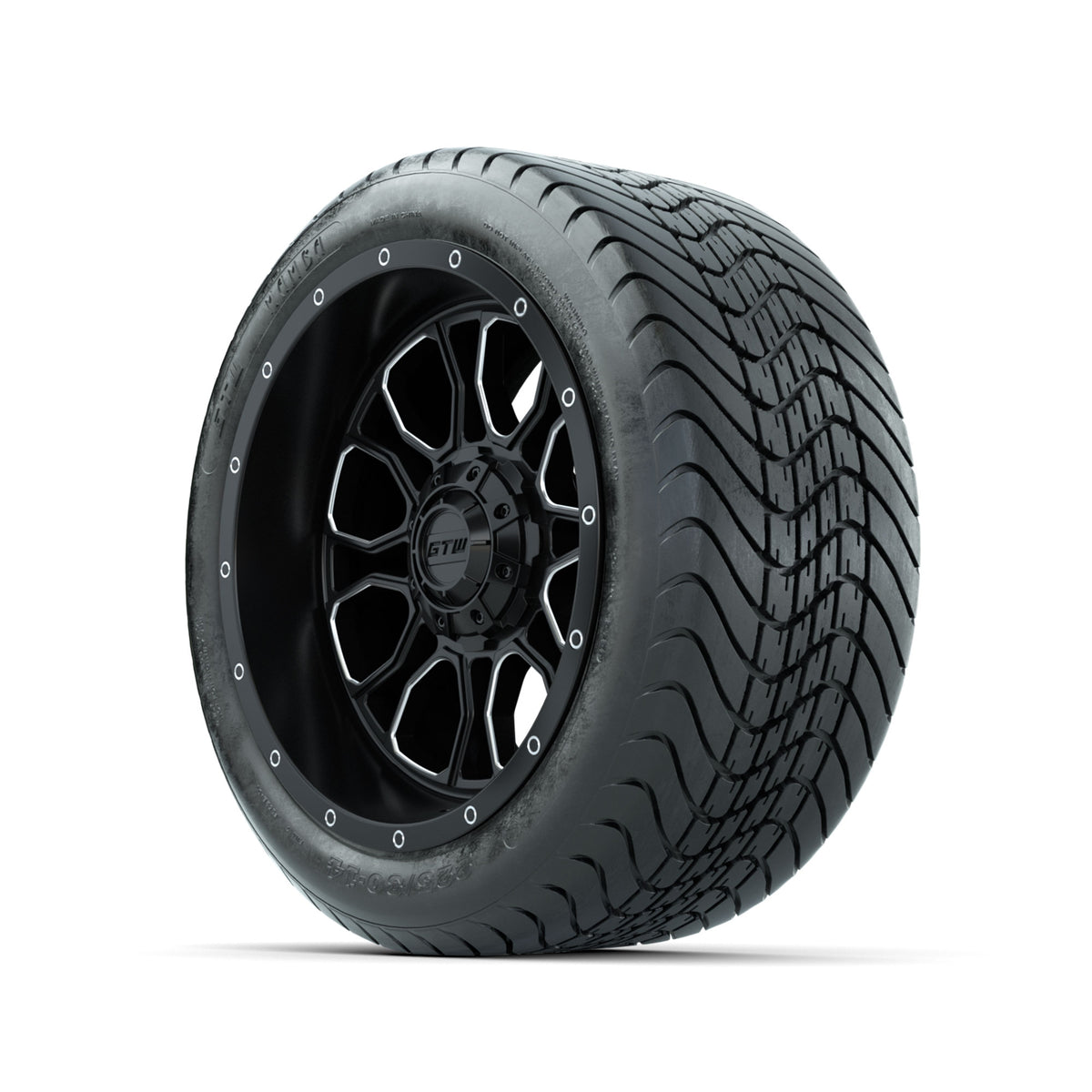 Set of (4) 14" GTW® Volt Machined & Black Wheels with 225/30-14 Mamba Street Tire
