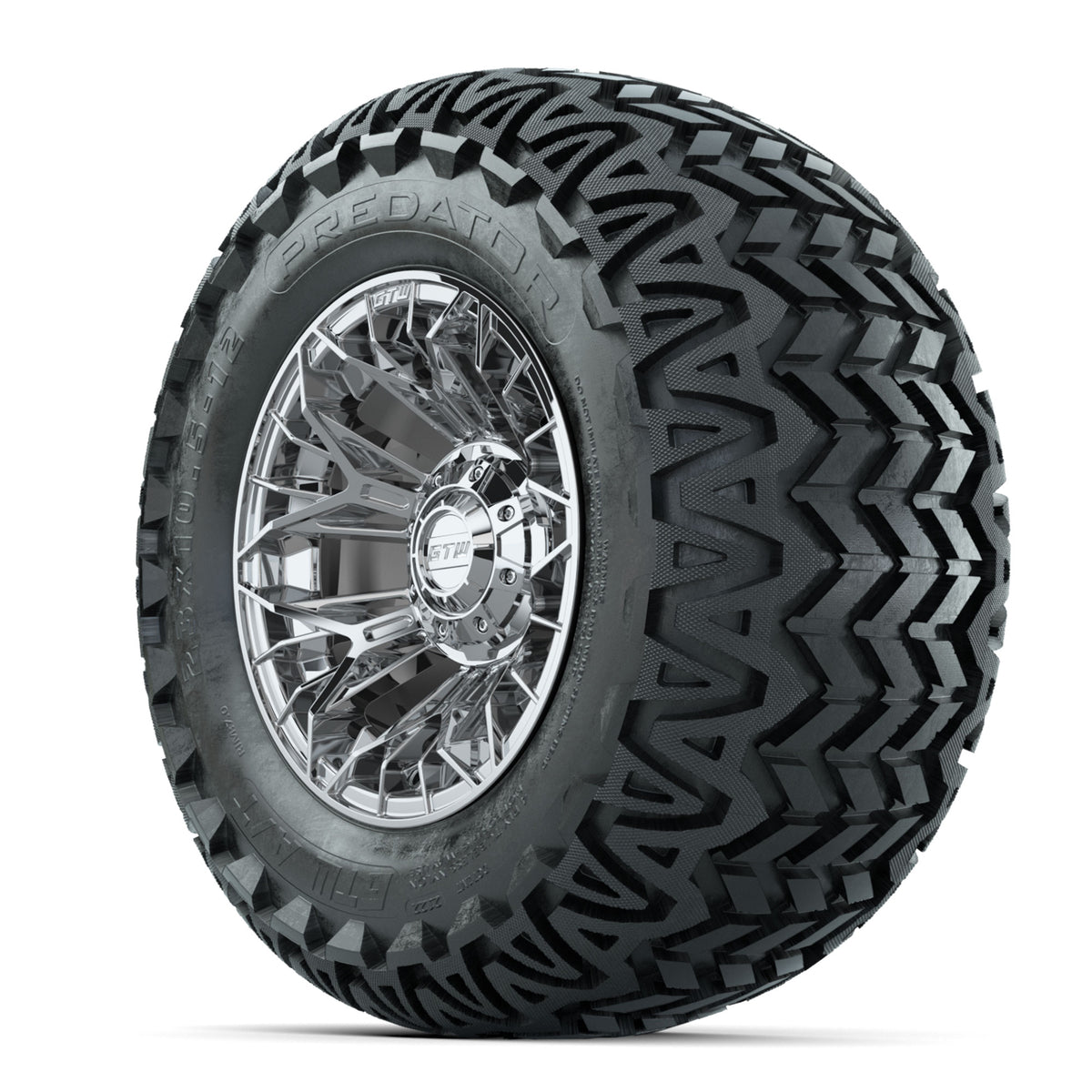Set of (4) 12" GTW® Stellar Chrome Wheels with 23x10.5-12 Predator All-Terrain Tires
