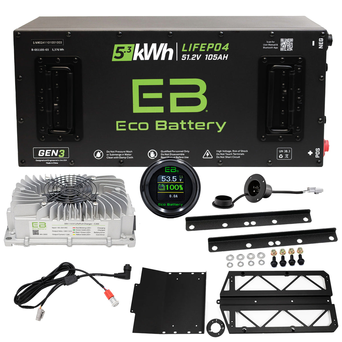 Eco Battery 51V Lithium Conversion Kit for Polaris Ranger EV - Gen3 105ah/160ah/210ah/320ah