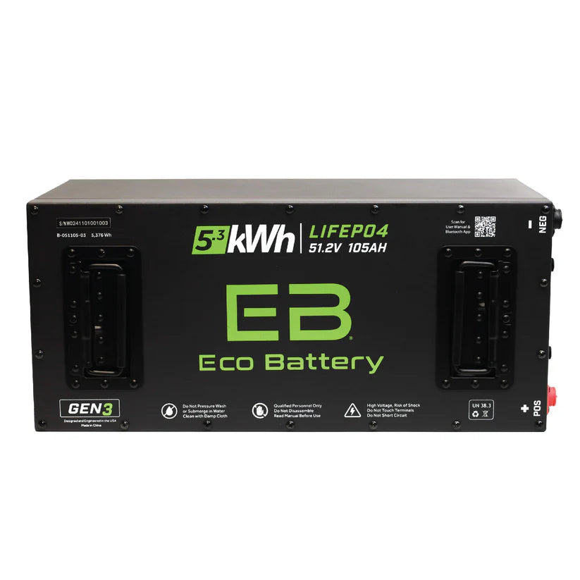 Eco Battery 51V 105aH LifePoh4 Lithium Golf Cart Battery Kit Club Car CarryAll 2015 and Newer Gen 3 10 Year Warranty