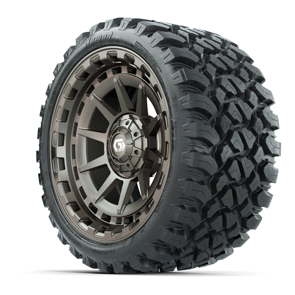 GTW Barricade Satin Bronze 15" Wheels with 23x10-R15 Nomad All-Terrain Tires - Set of 4