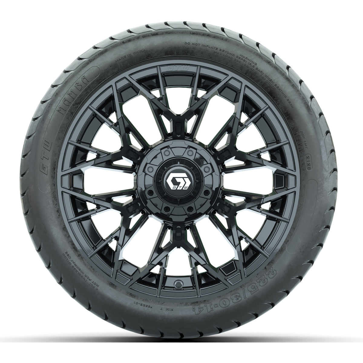 Set of (4) 14" GTW® Stellar Black Wheels with 225/30-14 Mamba Street Tire