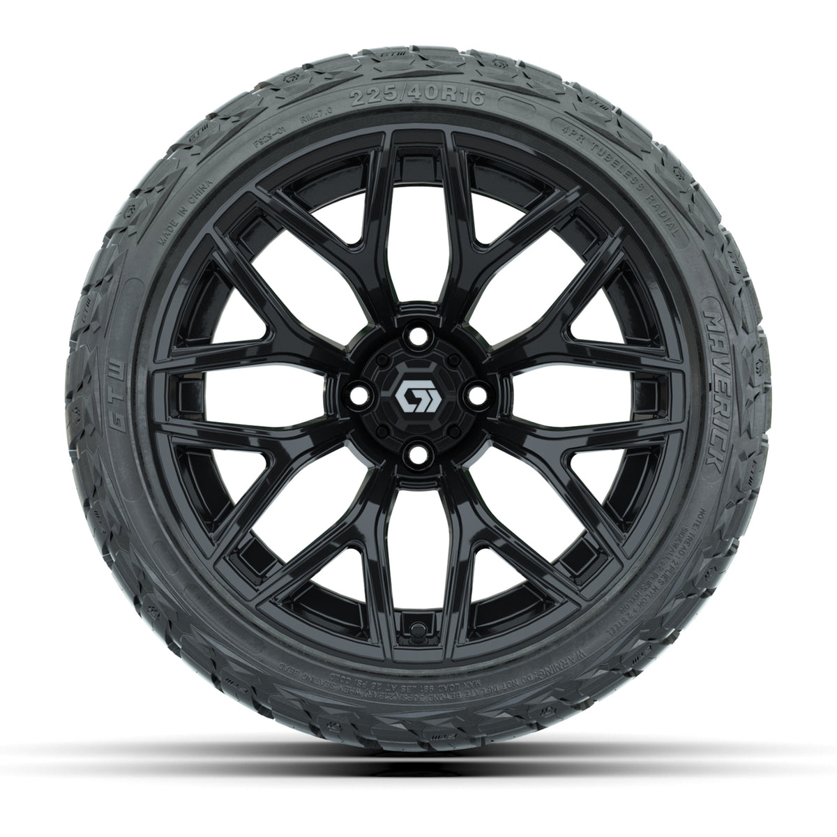 GTW® Monaco Gloss Black 16" Wheels with 225/40-R16 Maverick All Terrain Tires - Full Set